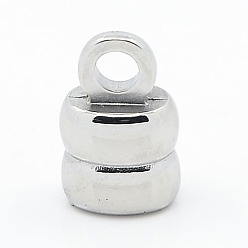 Stainless Steel Color 304 Stainless Steel Cord Ends, Rectangle, Stainless Steel Color, 13x9x6mm, Hole: 3mm