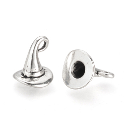 Antique Silver Tibetan Style Alloy Charms, Cadmium Free & Lead Free, Witch Hat Charms, Antique Silver, 11x11mm, Hole: 2mm