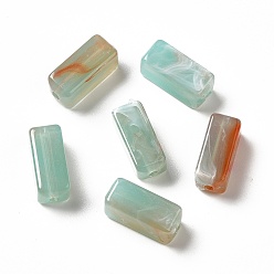 Pale Turquoise Transparent Acrylic Beads, Two Tone, Cuboid, Pale Turquoise, 13.5x5.5x5.5mm, Hole: 1.6mm, about: 1150pcs/500g