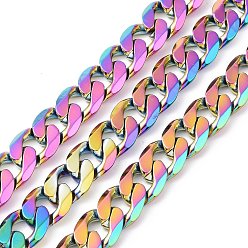 Rainbow Color 304 Stainless Steel Cuban Link Chains, Twisted Chains, Unwelded, Rainbow Color, 10mm, Links: 13.5x10x3mm
