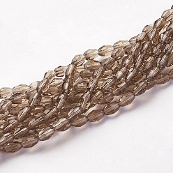 Gris Clair Chapelets de perles en verre, facette, ovale, gainsboro, 6x4mm, Trou: 1mm, Environ 65~70 pcs/chapelet, 14.96 pouces ~ 15.16 pouces (38~38.5 cm)