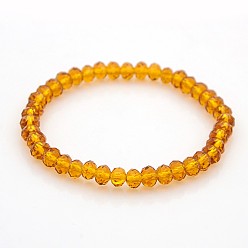 Goldenrod Glass Rondelle Beads Stretch Bracelets, Goldenrod, 58mm