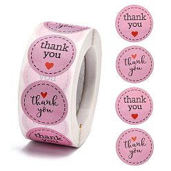 Pink 1 Inch Thank You Stickers, Self-Adhesive Paper Gift Tag Stickers, Adhesive Labels On A Roll for Party, Christmas Holiday Decorative Presents, Word, Pink, Sticker: 25mm, 500pcs/roll