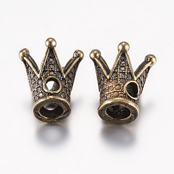 Bronze Antique Perles en alliage de style tibétain, couronne, bronze antique, 13x11~12mm, Trou: 2.5mm