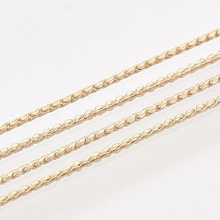 Light Gold Brass Serpentine Chains, Unwelded, with Spool, Light Gold, 1mm, about 288.71 Feet(88m)/roll