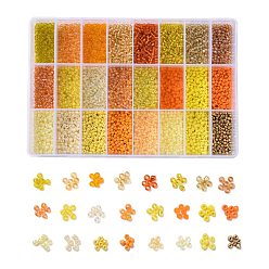 Mixed Color 288G 24 Colors Glass Seed Beads, Round, Mixed Color, 8/0, 3~4x2~3mm, Hole: 0.8~1mm, 12g/color