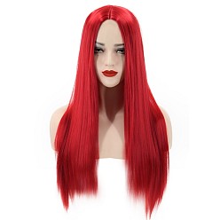 Rouge 28 pouces (70 cm) longues perruques synthétiques droites, pour costume de cosplay anime / fête quotidienne, rouge
