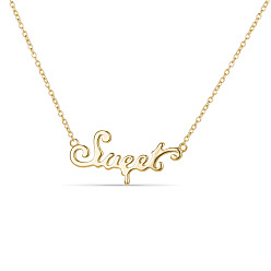 Golden SHEGRACE Sweety 925 Sterling Silver Real 14K Gold Plated Pendant Necklace, with Sweet Letter Pendant, Golden, 15.7 inch