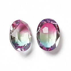 Colorful Faceted K9 Glass Rhinestone Cabochons, Pointed Back, Oval, Colorful, 14x10x5.8mm