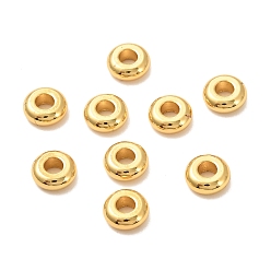 Настоящее золото 18K Spacer бисер латунные, долговечный, Плоский круглый / диск, Heishi бусы, реальный 18 k позолоченный, 6.5x2.5 мм, отверстие : 2.5 мм