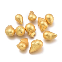 Pearl Natural Baroque Pearl Cultured Freshwater Pearl Beads, Golden Plated, Nuggets, 18.5~26.5x13~16mm, Hole: 0.8mm
