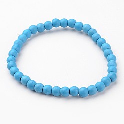 Synthetic Turquoise Synthetic Turquoise Stretch Bracelets, Round, 55mm(2-1/8 inch)