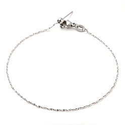 Couleur Acier Inoxydable 304 acier inoxydable ajouter des bracelets à chaînes réglables en perles pour femmes, couleur inox, 21.7x0.1 cm