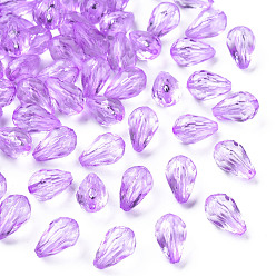 Orchidéeée Moyen Perles acryliques transparentes, facette, larme, moyen orchidée, 12x8mm, Trou: 1.5mm, environ1338 pcs / 500 g