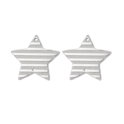 Stainless Steel Color 304 Stainless Steel Connector Charms, Striped Star Links, Stainless Steel Color, 25.5x27x1mm, Hole: 1.5mm