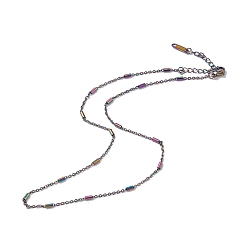 Rainbow Color Placage ionique (ip) 304 collier de chaîne à maillons de colonne en acier inoxydable pour hommes femmes, couleur arc en ciel, 15.98 pouce (40.6 cm)