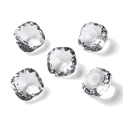 Claro Cabujones de diamantes de imitación de vidrio transparente, facetados, señaló hacia atrás, plaza, Claro, 10x10x6.5 mm