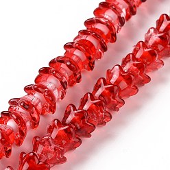 Красный Прозрачные стеклянные бусины, цветок, красные, 11~12x7.5~8 мм, отверстие : 1.4 мм, около 50 шт / нитка, 11.42'' (29 см)