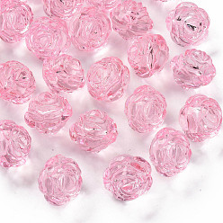 Pink Transparent Acrylic Beads, for Mother's Day Jewelry Making, Rose, Pink, 25x22.5mm, Hole: 2.5mm, about 79pcs/500g