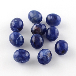 Azul Medio Granos de acrílico oval de piedras preciosas de imitación, azul medio, 15x13 mm, Agujero: 2.5 mm, sobre 310 unidades / 500 g