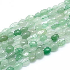 Зеленый Авантюрин Естественный зеленый авантюрин бисер нитей, упавший камень, самородки, 5~12x6~7 мм, отверстие : 0.8 мм, около 46~57 шт / нитка, 15.16 дюйм (38.5 см)