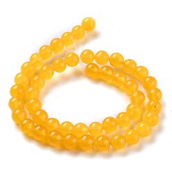 Gold Natural White Jade Beads, Round, Dyed, Gold, 8mm, Hole: 1mm, about 49pcs/strand, 15.16 inch(38.5cm)
