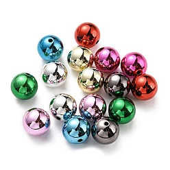 Couleur Mélangete Uv perles acryliques de placage, iridescent, ronde, couleur mixte, 16x15mm, Trou: 2mm