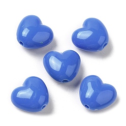 Bleu Royal Perles acryliques opaques, cœur, bleu royal, 9x9.5x5.5mm, Trou: 1.5mm, environ1650 pcs / 500 g