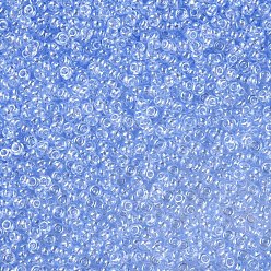 Bleu Acier Clair 12/0 grader des perles de rocaille en verre rondes, couleurs transparentes lustered, bleu acier clair, 12/0, 2x1.5mm, Trou: 0.3mm