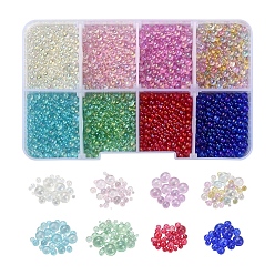 Color mezclado 8 colores diy 3d nail art decoración mini perlas de vidrio, diminutas cuentas de uñas caviar, color mezclado, 0.4~3 mm, 14 g / colores, 112g