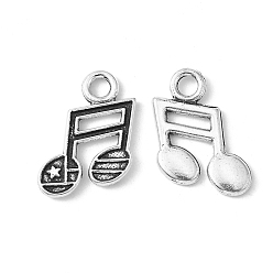 Antique Silver Tibetan Style Alloy Pendants, Cadmium Free & Nickel Free & Lead Free, Musical Note, Antique Silver, 19x13x1.5mm, Hole: 3mm