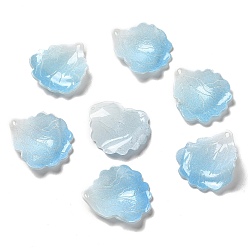 Bleu Ciel Clair Pendentifs acryliques, feuille, lumière bleu ciel, 25~26x23~24x4~6mm, Trou: 1~1.5mm