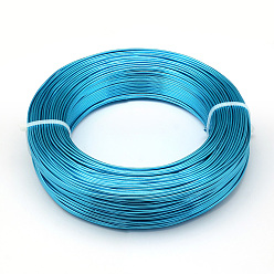 Bleu Ciel Foncé Fil d'aluminium rond, fil d'artisanat flexible, pour la fabrication artisanale de poupée de bijoux de perles, bleu profond du ciel, Jauge 20, 0.8mm, 300m/500g(984.2 pieds/500g)