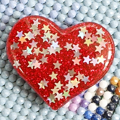 Red Diamond Painting Magnet Cover Holders, Resin Locator, with Glitter PowderPositioning Tools, Heart, Red, 35x35x18mm
