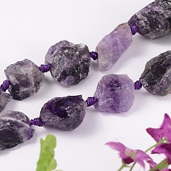 Amethyst Natural Amethyst Nuggets Bead Strands, 21~31x14~24mm, Hole: 1mm, about 15pcs/strand, 15.74 inch