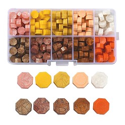 Color mezclado Sellado de partículas de cera, para sello de sello retro, octágono, color mezclado, 9 mm, 10 colores, 25 piezas / color, 250 unidades / caja