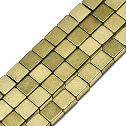 Real 18K Gold Plated Electroplate Non-magnetic Synthetic Hematite Beads Strands, Square, Real 18K Gold Plated, 4x4x2mm, Hole: 1mm, about 92~93pcs/strand, 15.75 inch(40cm)