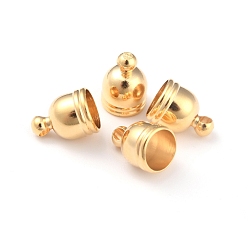 Настоящее золото 24K Латунная заглушка для шнура для изготовления ювелирных изделий, долговечный, колонка, реальный 24 k позолоченный, 11x8 мм, отверстие : 1.6 мм, внутренний диаметр: 7 мм