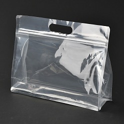 Прозрачный Прозрачная пластиковая сумка с замком на молнии, пластиковый стоячий мешочек, закрывающиеся сумки, с ручкой, прозрачные, 21.3x28x0.08 см