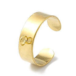 Golden 304 Stainless Steel Loop Ring Bases, Cuff Ring, Golden, 6x0.6mm, Hole: 2.4mm, Inner Diameter: 18mm