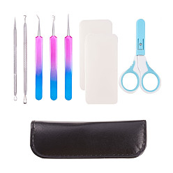 Mixed Color Facial Accessories Sets, with Remover Tool Kit, Plastic Scraper Tool and Stainless Steel Scissors, Mixed Color
