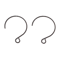 Electrophoresis Black Ion Plating(IP) 316 Surgical Stainless Steel Earring Hooks, with Horizontal Loops, Electrophoresis Black, 23.5x18mm, Hole: 3x2.6mm, 22 Gauge, Pin: 0.6mm