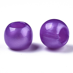 Фиолетовый Европейский бусы акриловые, жемчужные, бусины с большим отверстием, рондель, фиолетовые, 12x9 мм, Отверстие : 6 мм , около 820 шт / 500 г