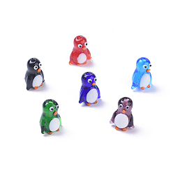 Mixed Color Handmade Lampwork Beads, Cartoon Penguin, Mixed Color, 19.5x16.5x14mm, Hole: 1.8mm
