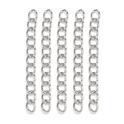 Stainless Steel Color 304 Stainless Steel Chain Extender, Soldered, Stainless Steel Color, 45~55x3mm, Link: 4x3x0.5mm.