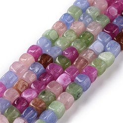 Coloré Perles naturelles de quartz brins, teints et chauffée, cube, colorées, 5~7x5~7x5~7mm, Trou: 0.8mm, Environ 66~71 pcs/chapelet, 14.80~ 15.08 pouces (37.6~38.3 cm)