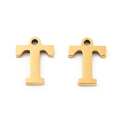 Letter T 201 encantos de acero inoxidable, alfabeto, letter.t, 9x6.5x1 mm, agujero: 1 mm