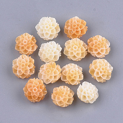 Orange Perles de corail synthétiques, teint, fleur de lotus, orange, 10x11x6.5mm, Trou: 1.2mm