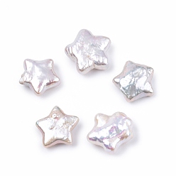 Color de la concha Perlas de keshi barrocas naturales, cuentas de perlas de agua dulce, ningún agujero, estrella, color de concha, 11.5~14x12~14.5x4~7 mm
