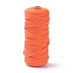 Coral Cotton String Threads, for DIY Crafts, Gift Wrapping and Jewelry Making, Coral, 3mm, about 109.36 Yards(100m)/Roll